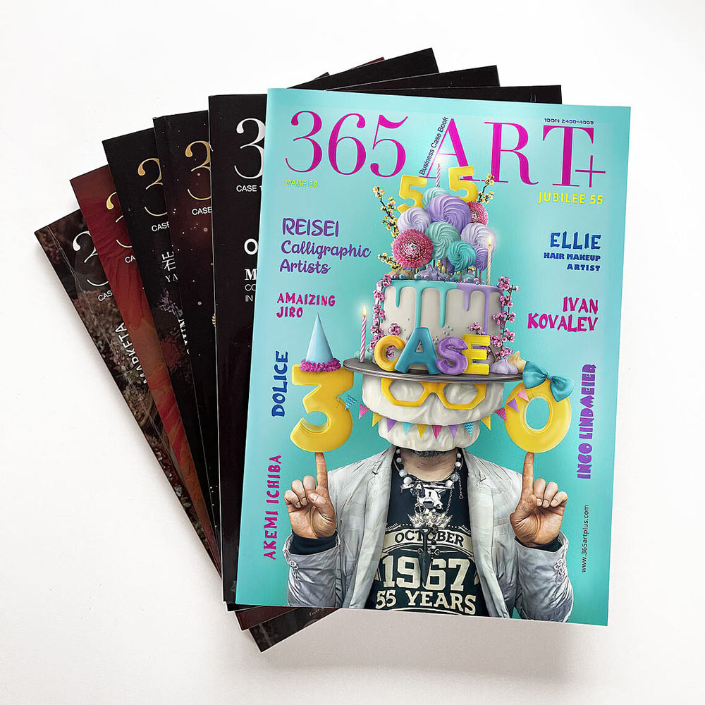 Verschiedene Ausgaben des 365ART+ Magazins