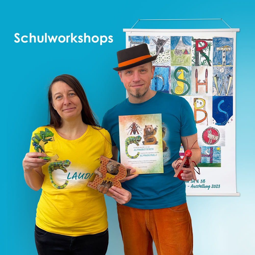 Claudi und Ingo präsentieren den Schulworkshop zu den Alphabetieren