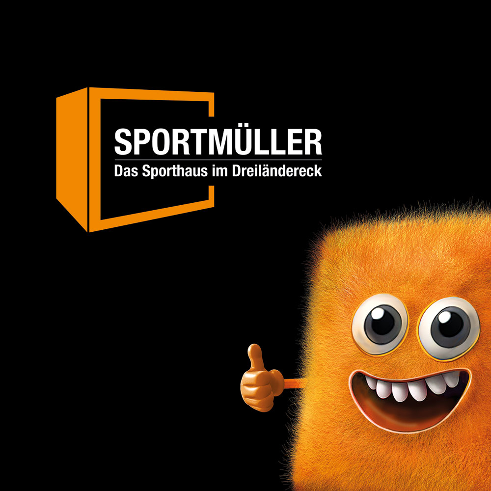 Projektbild SPORTMÜLLER Lörrach mit Logo und Maskottchen